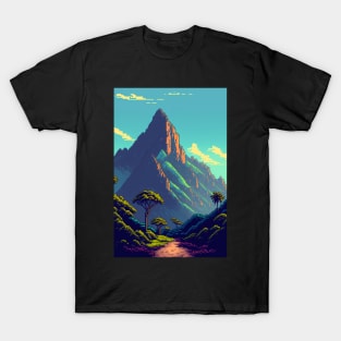 Hawaiian Landscape Pixel Art Island Mountains T-Shirt